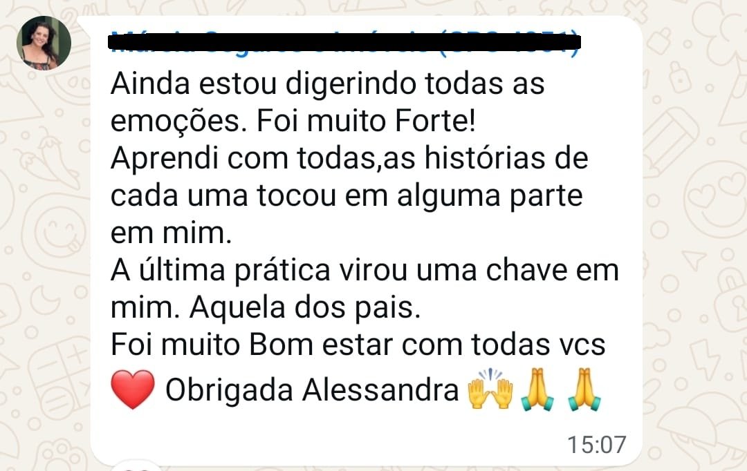 Depoimento de Márcia sobre a experiência